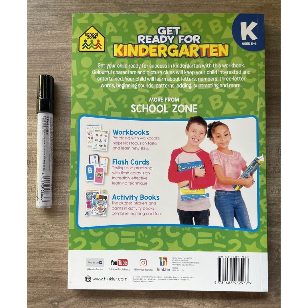 School Zone GET READY for Preschool / Kindergarten / First Grade Workbook (SINGLES) brand new softcover