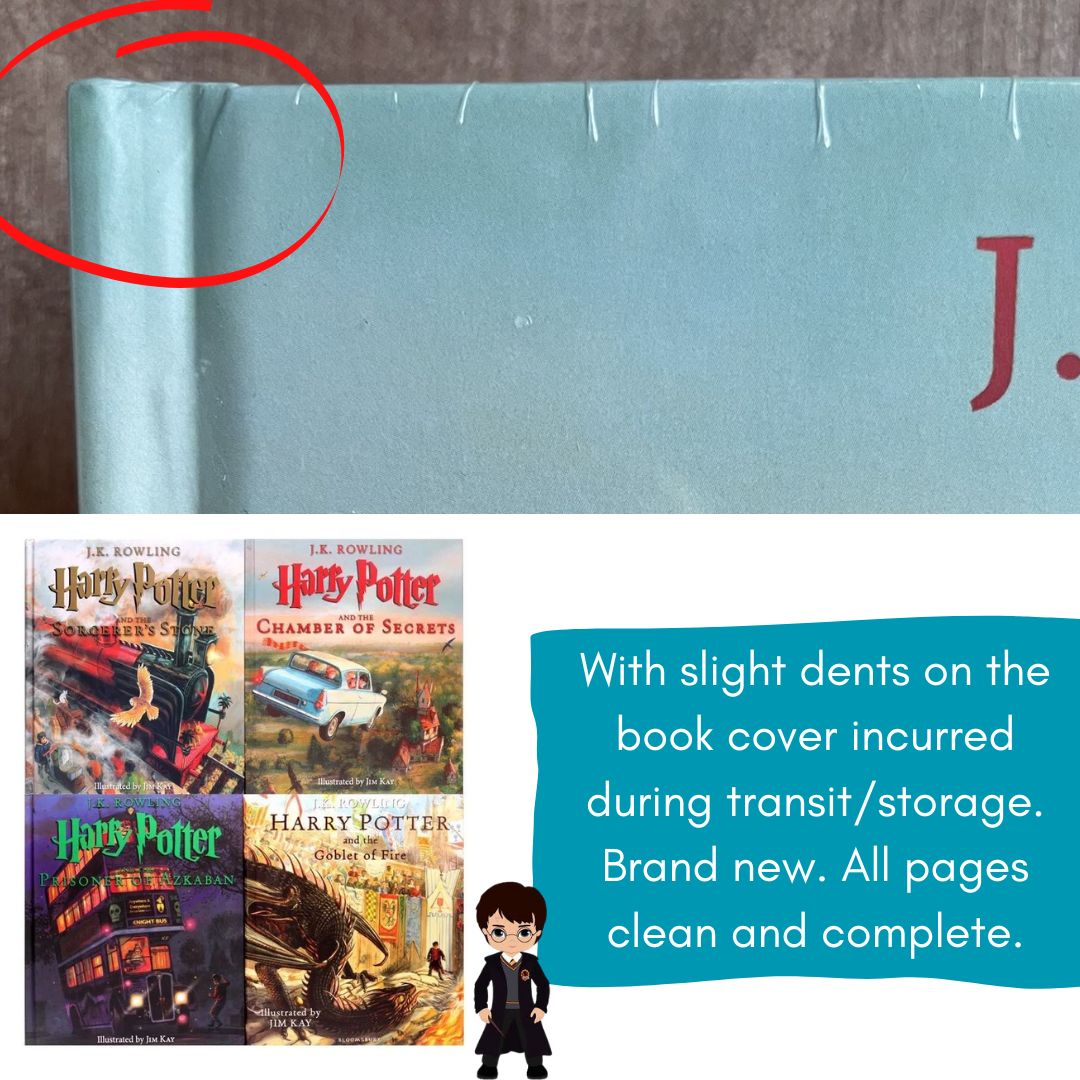 Harry Potter Illustrated Edition (4 Books) Collection - brand new hardcover, slight dents on book cover