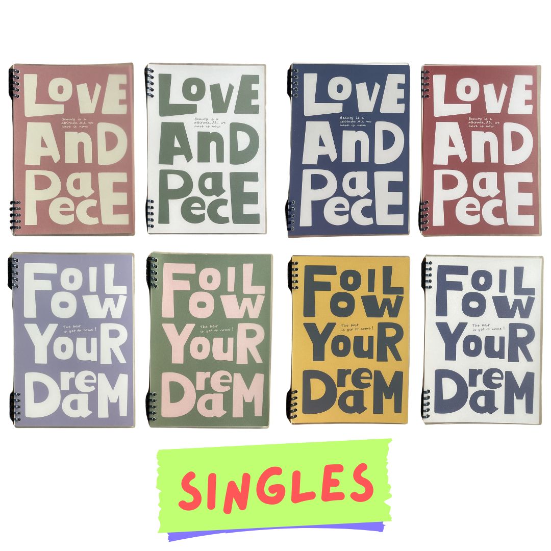 Lined Spiral Notebook (SINGLES / sold per piece) Love and Peace / Follow Your Dream cover designs