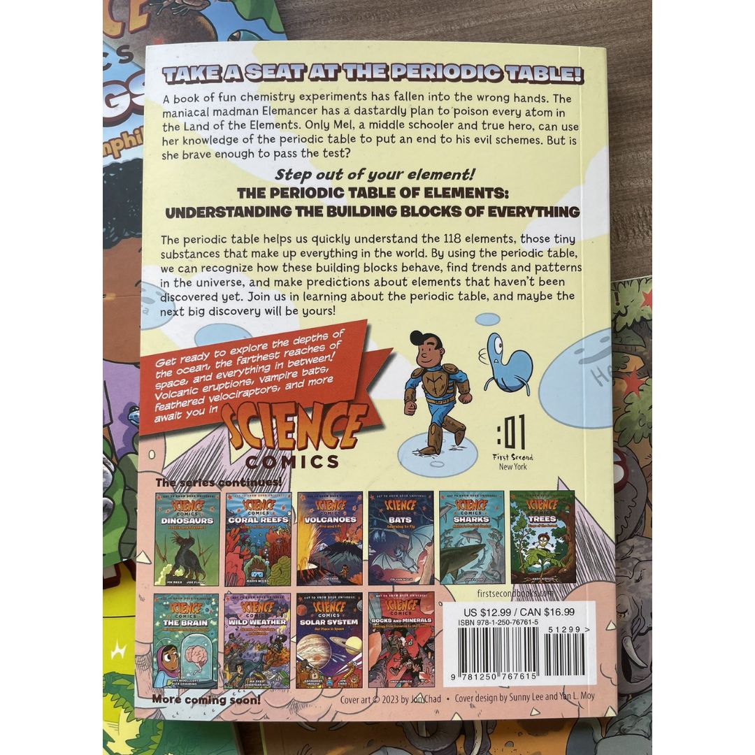 Science Comics (4 books, softcover, no box) (Electricity / Elephants / Frogs / The Periodic Table of Elements)