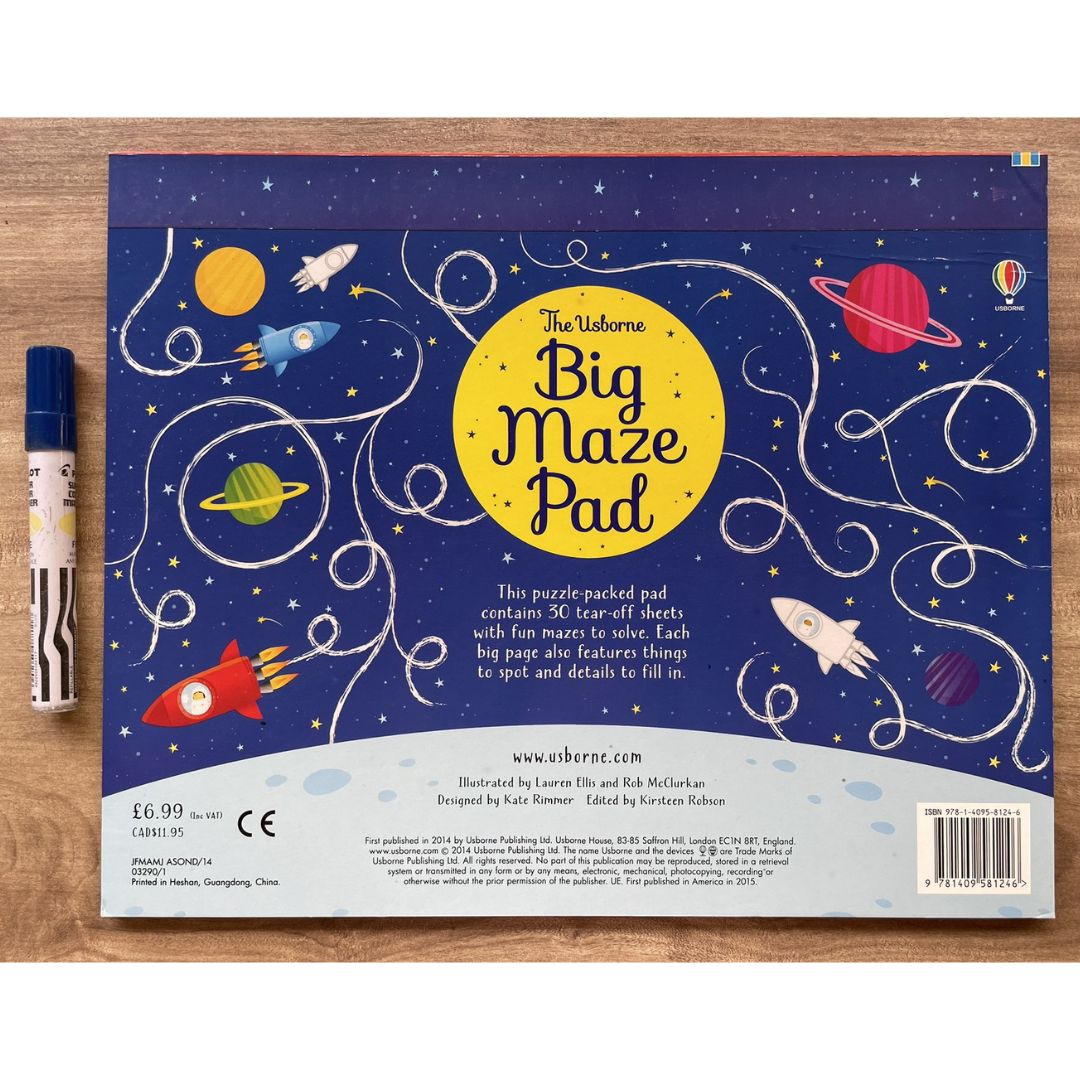 The Usborne Big DOT-TO-DOT / MAZE / PUZZLE Pad (SINGLES, brand new softcover, JUMBO tear-off activity pads) - Book cover with SLIGHT FOLDS