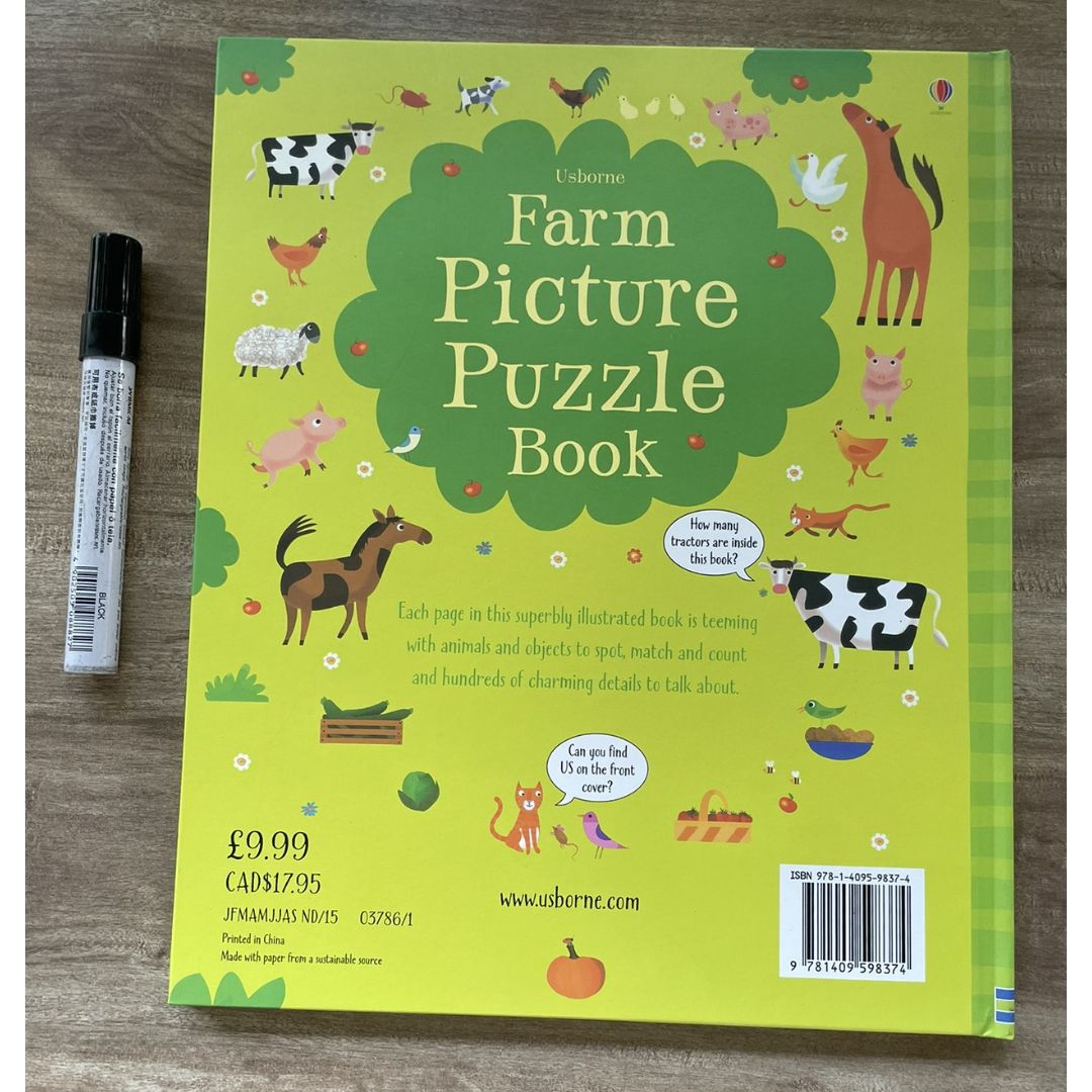Usborne Picture Puzzle Book (SINGLES, brand new Hardcover) Animals / Farm / Under the Sea - with SLIGHT DENTS on book cover
