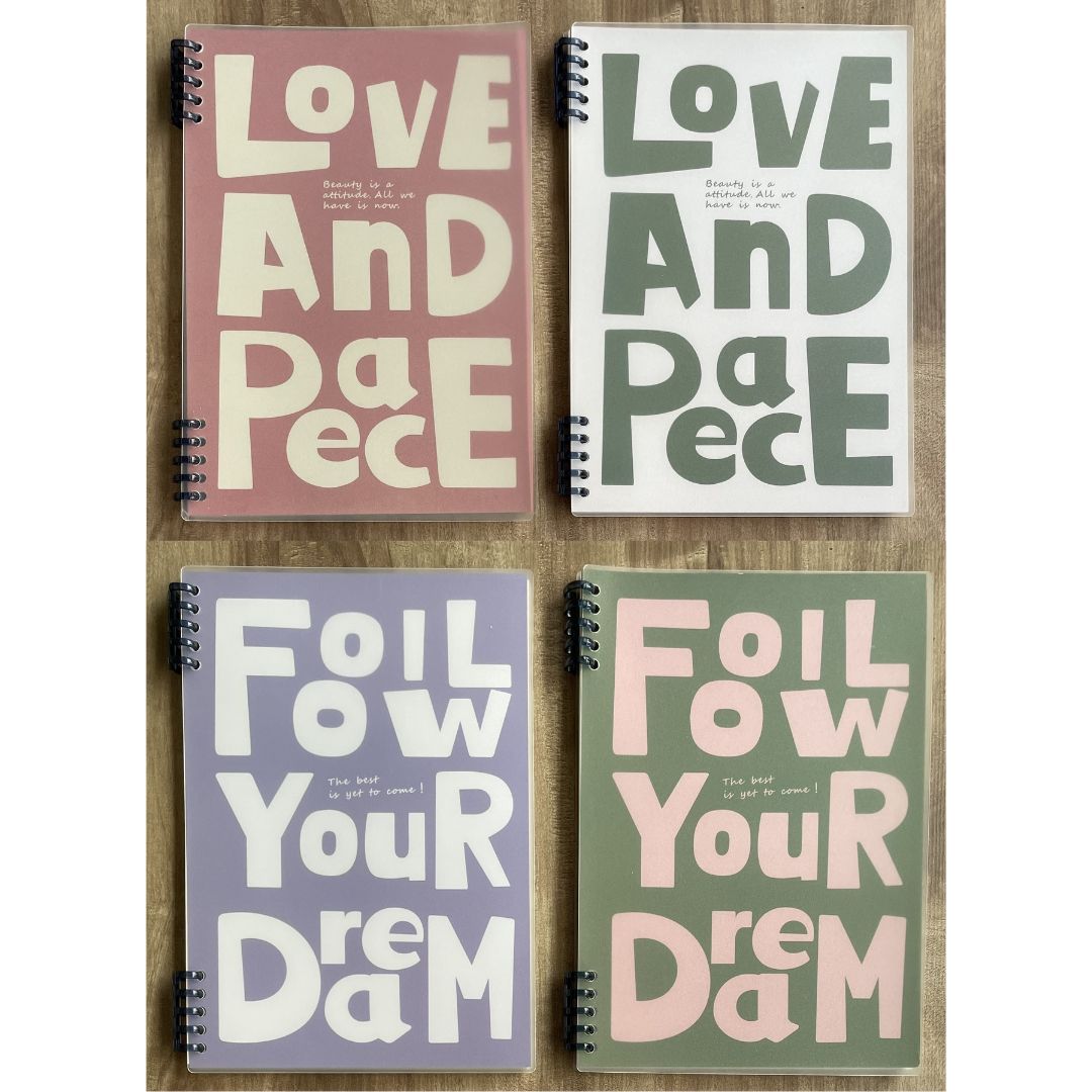 Lined Spiral Notebook (SINGLES / sold per piece) Love and Peace / Follow Your Dream cover designs