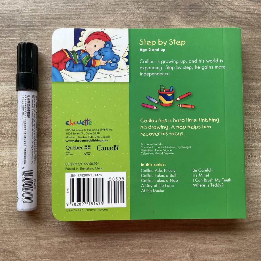 Caillou Asks Nicely // Takes a Nap (SINGLES, brand new Board Book, with SLIGHT DENTS on book cover)
