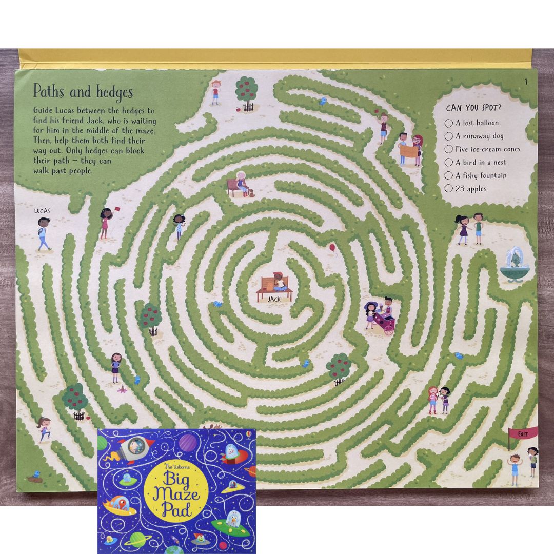 The Usborne Big DOT-TO-DOT / MAZE / PUZZLE Pad (SINGLES, brand new softcover, JUMBO tear-off activity pads) - Book cover with SLIGHT FOLDS