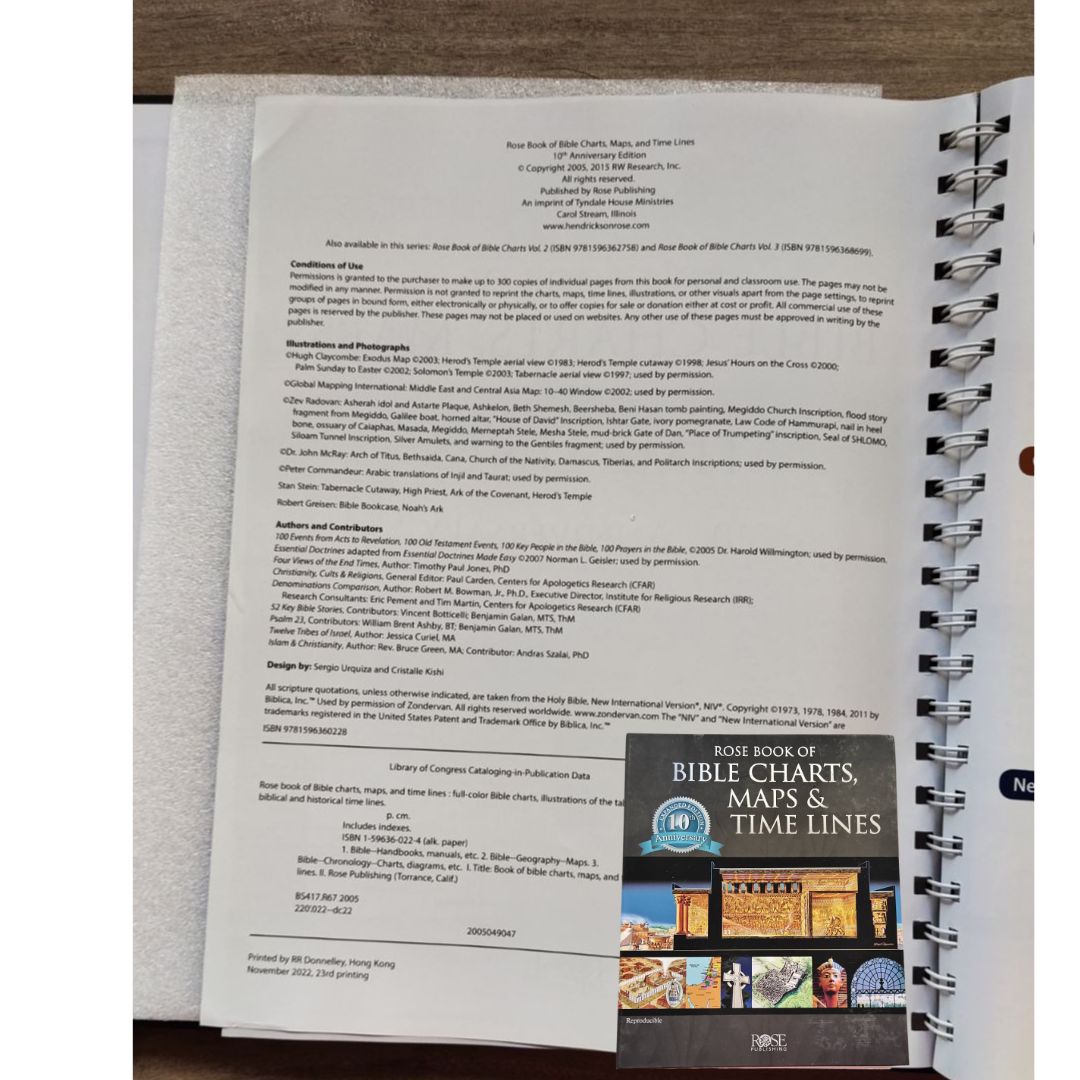 Rose Book of Bible Charts, Maps, and Time Lines Spiral-bound – Special Edition (Old and New Testament) with dents/tears on book cover, brand new hardcover