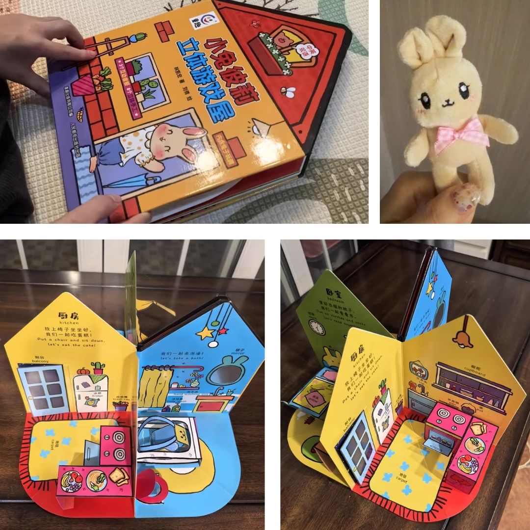 Little Bunny Billy 3D Interactive Pop-Up Book l Playhouse-Style Board Book l Early Learning & Educational Pretend Play Toy  For Babies, Toddlers & Preschoolers l Bilingual Mandarin Chinese–English l Touch-and-Play