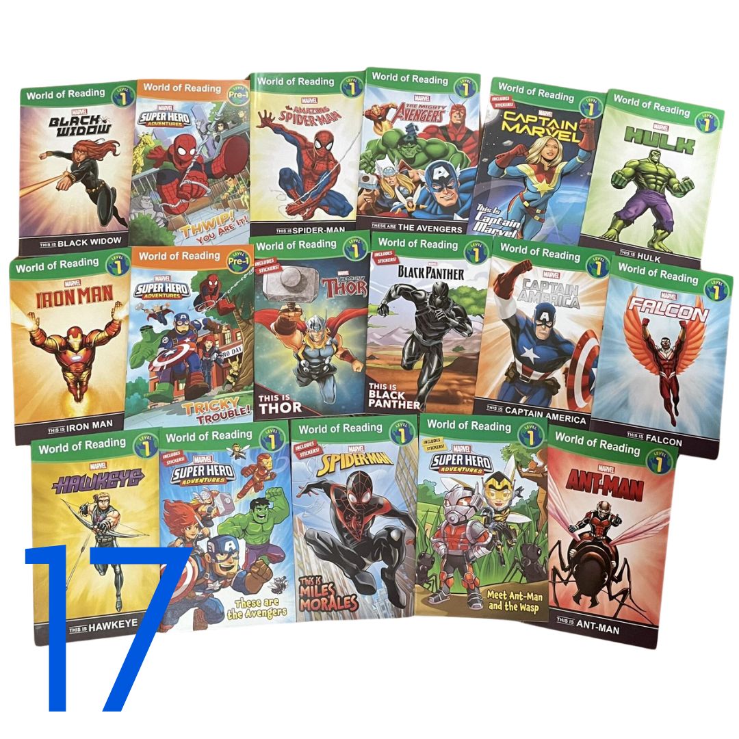 [With damage on some book pages, pls. see photos] World of Reading AVENGERS (17 books) (brand new softcover, no box) - Thor Iron Man Spiderman Hulk Captain America etc