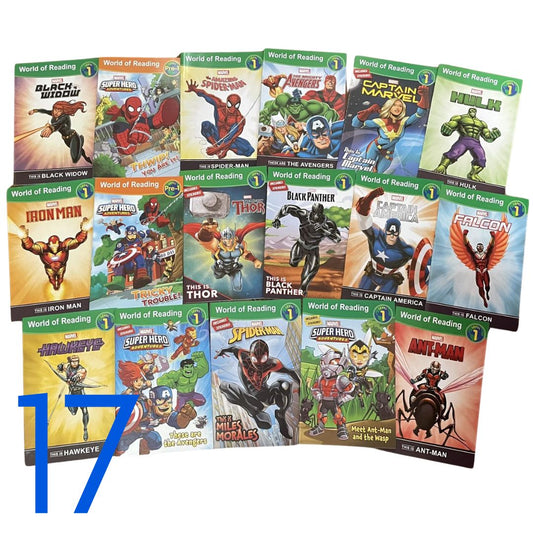 [With damage on some book pages, pls. see photos] World of Reading AVENGERS (17 books) (brand new softcover, no box) - Thor Iron Man Spiderman Hulk Captain America etc
