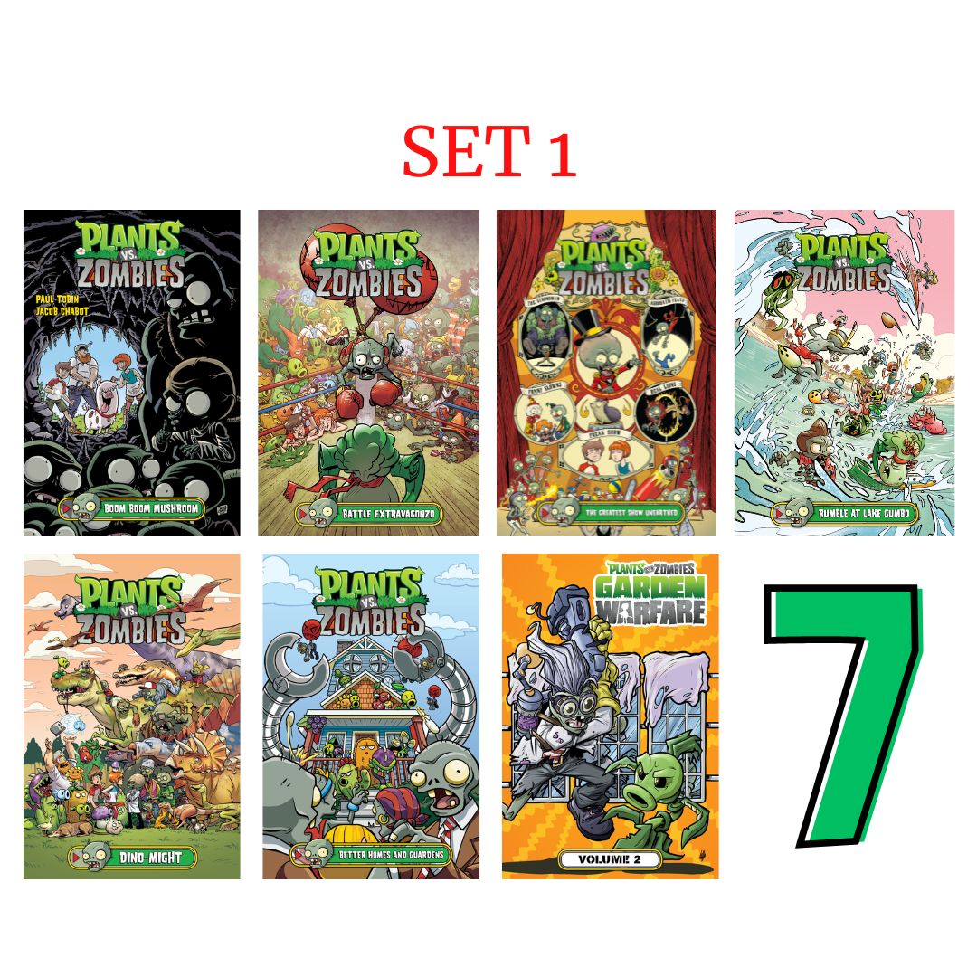 Plants vs. Zombies, COMICS (7 books) (Pls. Choose from SET 1 or 2) brand new hardcover, no box, with SLIGHT DENTS on book cover