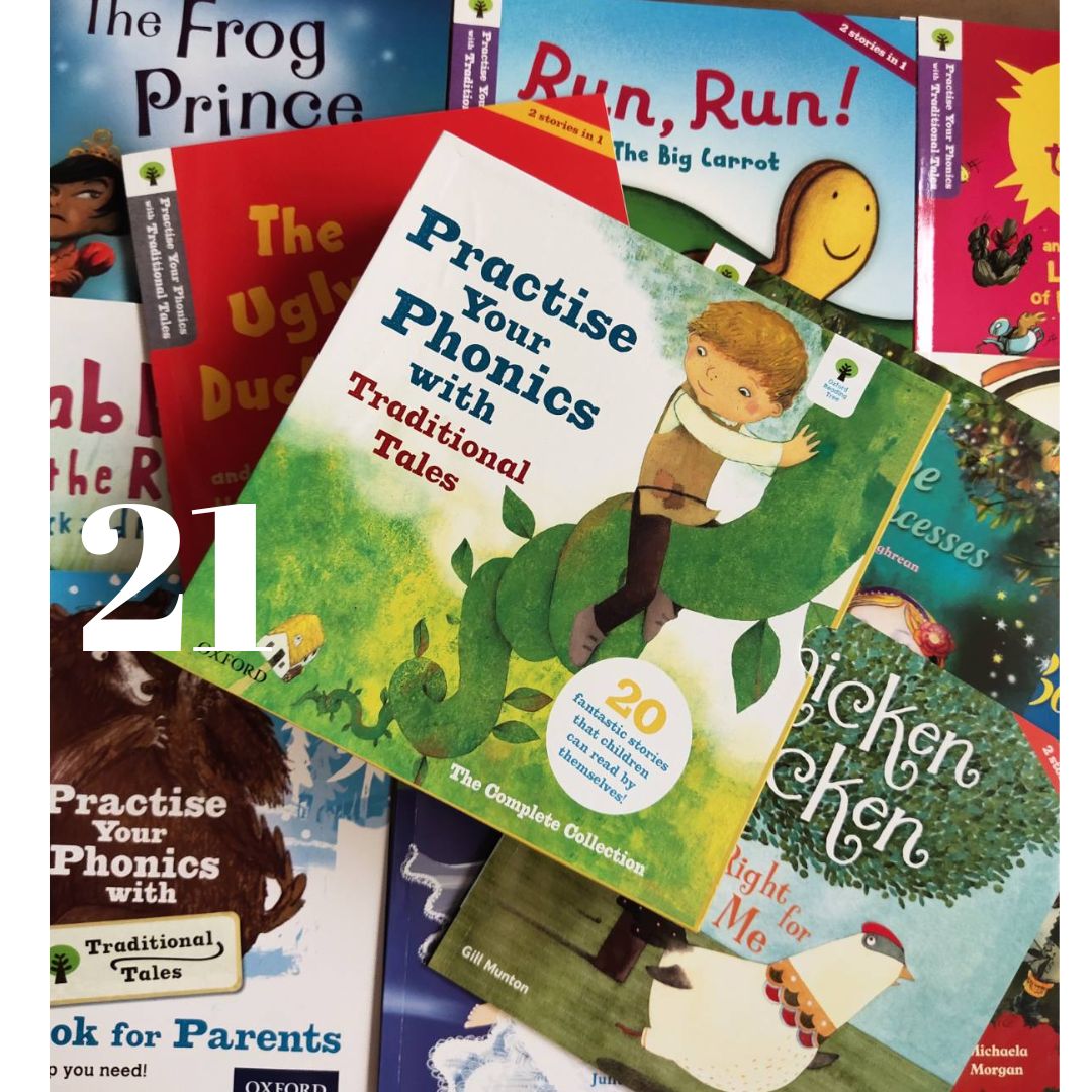 Oxford Practice Your Phonics (21 books) brand new softcover, fairy tales, boxed set, box with slight tears and dents