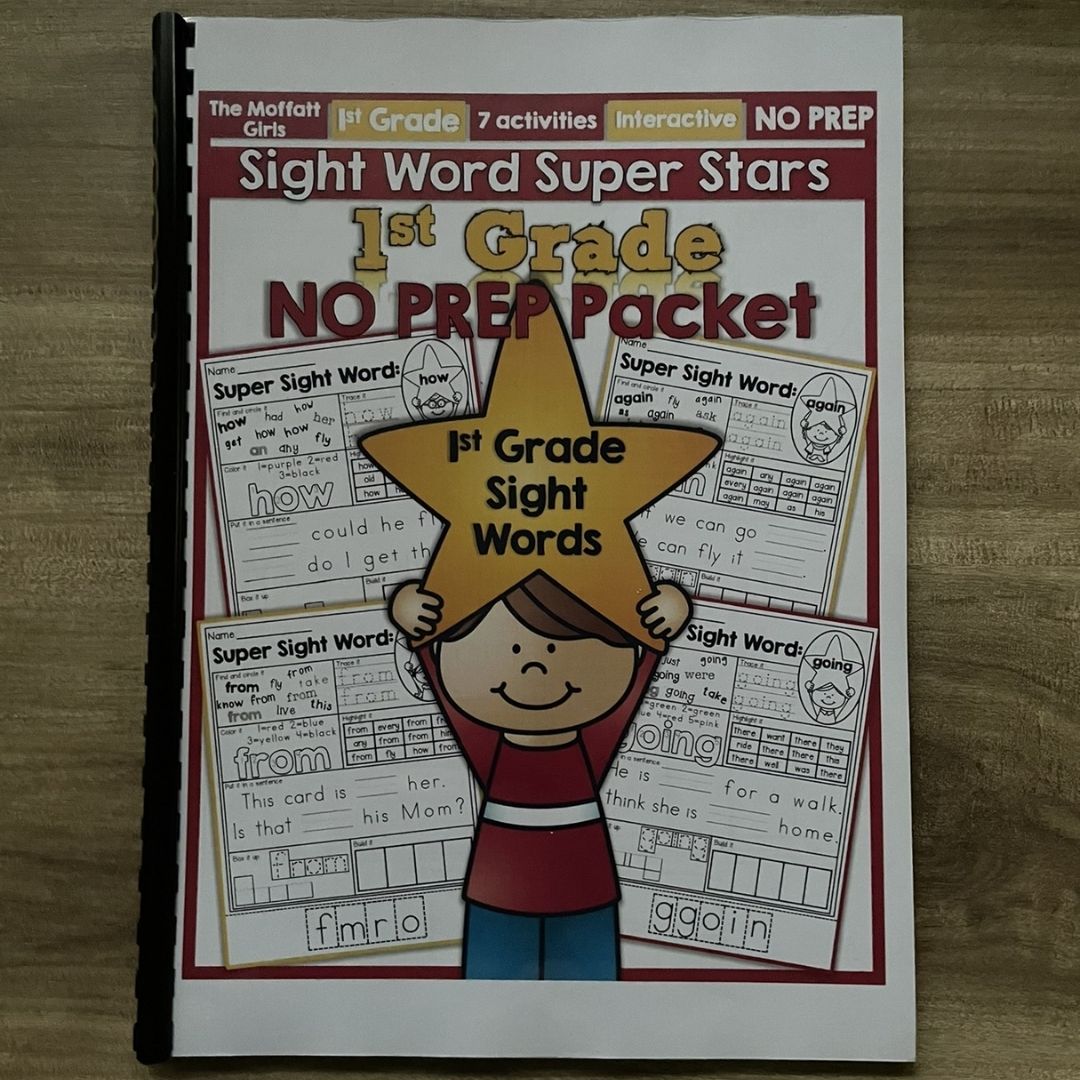 Sight Word Super Stars Reading Fluency Worksheet for Kids Pre-Primer to 3rd Grade (SINGLES)
