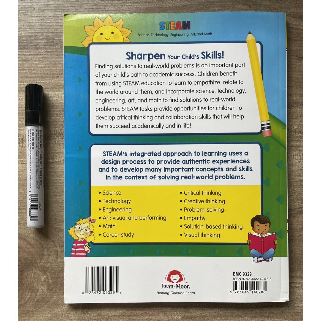 Evan Moor Skill Sharpener Workbook: STEAM (PRE-Kinder) brand new softcover, with SLIGHT FOLDS