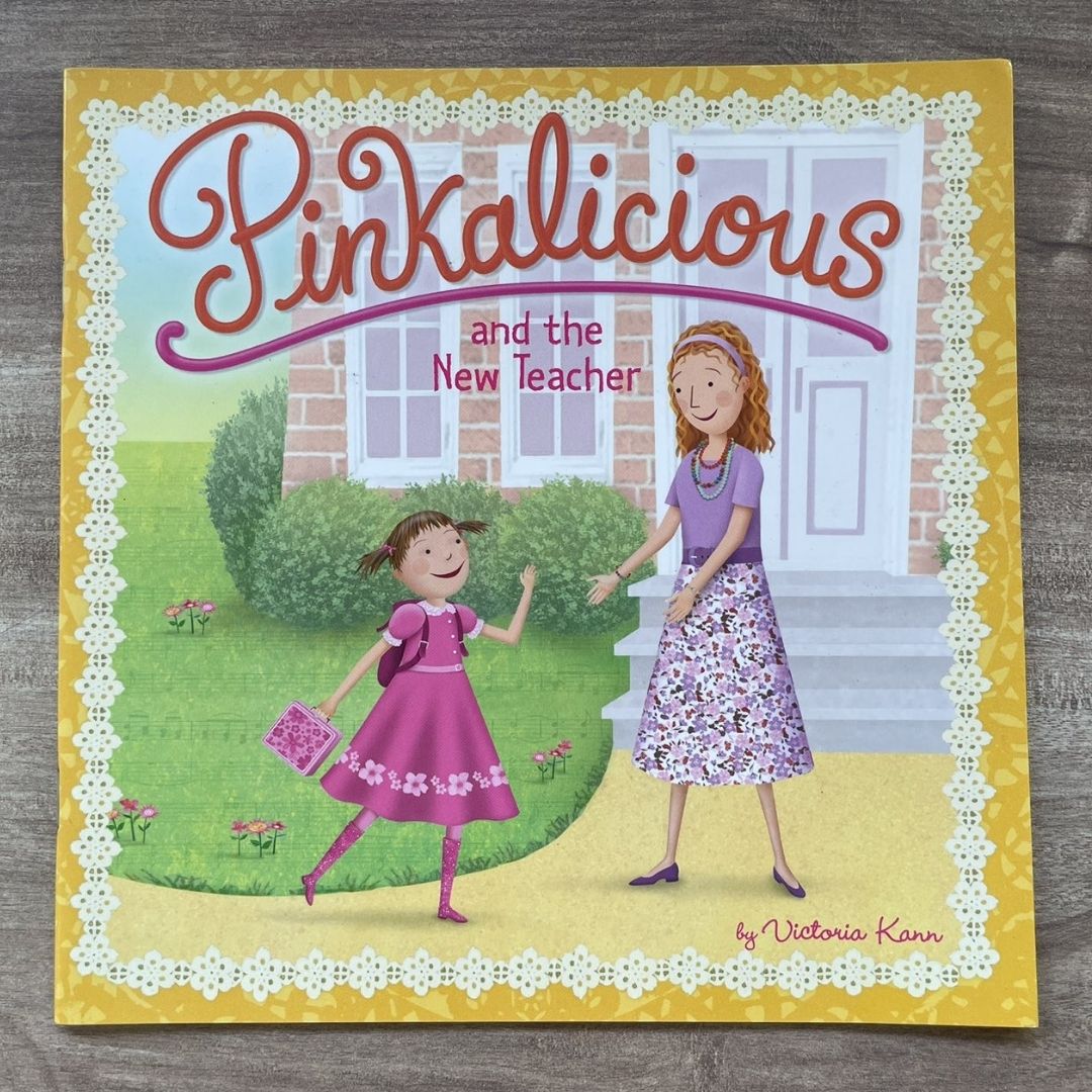 Pinkalicious 4-Book English Story Set (Crazy Hair Day / Tickled Pink / New Teacher / Pink Drink) brand new softcover, no box, with SLIGHT FOLDS
