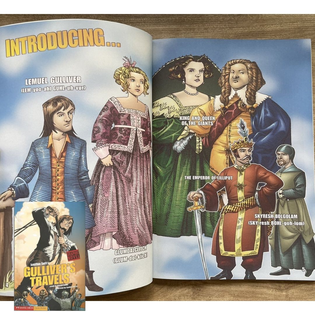 Classic Fiction Graphic Novel (SINGLES) (Alice in Wonderland / Gulliver's Travels / The Hunchback of Notre Dame / The Wizard of Oz) brand new softcover, with SLIGHT TEARS/DENTS/FOLDS on book cover