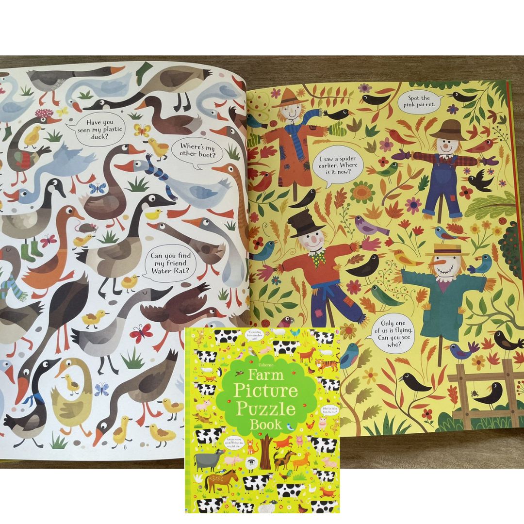 Usborne Picture Puzzle Book (SINGLES, brand new Hardcover) Animals / Farm / Under the Sea - with SLIGHT DENTS on book cover
