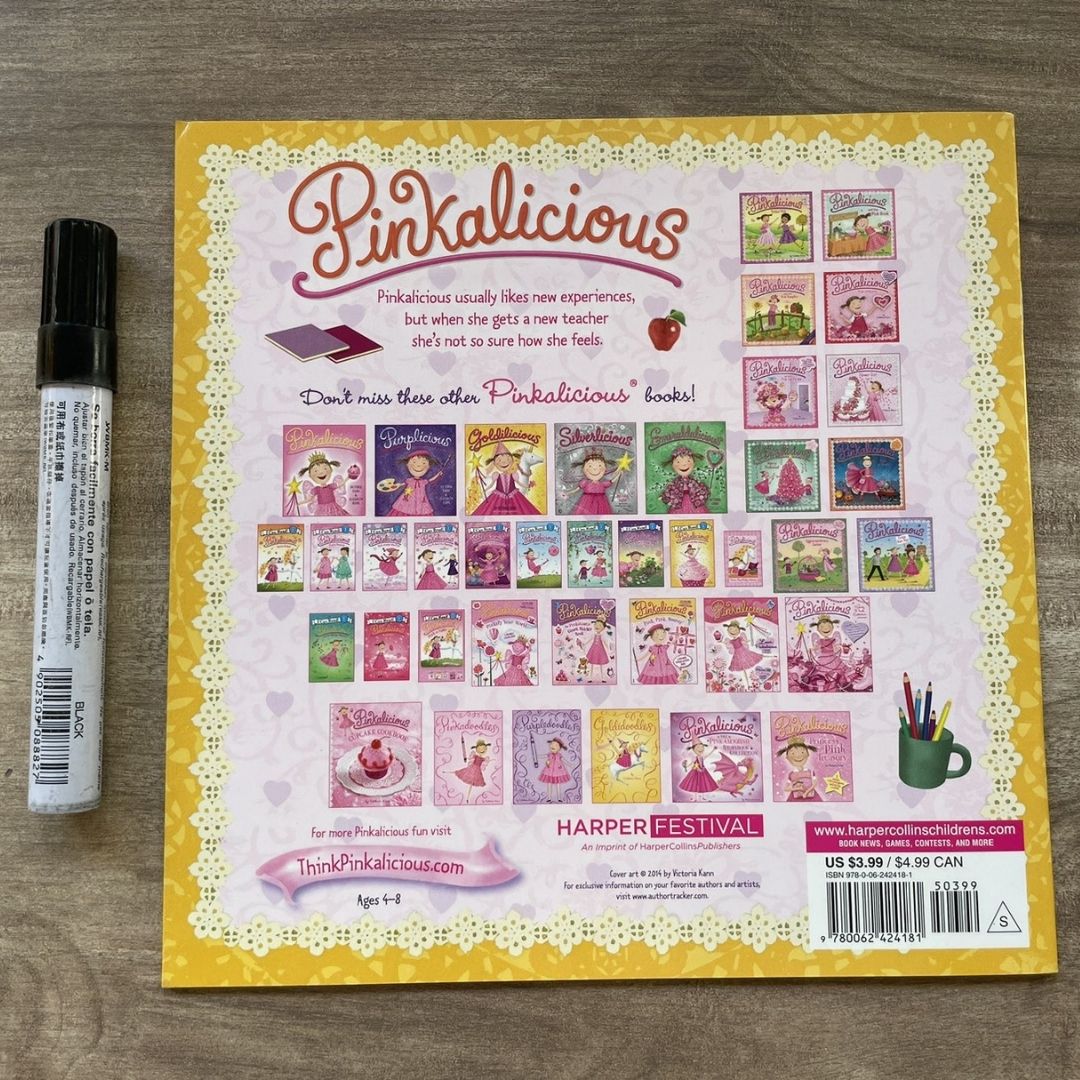 Pinkalicious 4-Book English Story Set (Crazy Hair Day / Tickled Pink / New Teacher / Pink Drink) brand new softcover, no box, with SLIGHT FOLDS