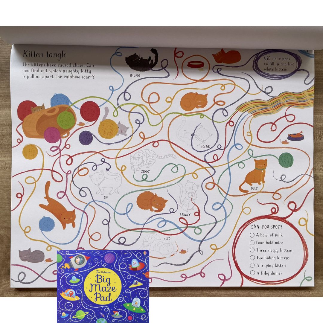 The Usborne Big DOT-TO-DOT / MAZE / PUZZLE Pad (SINGLES, brand new softcover, JUMBO tear-off activity pads) - Book cover with SLIGHT FOLDS
