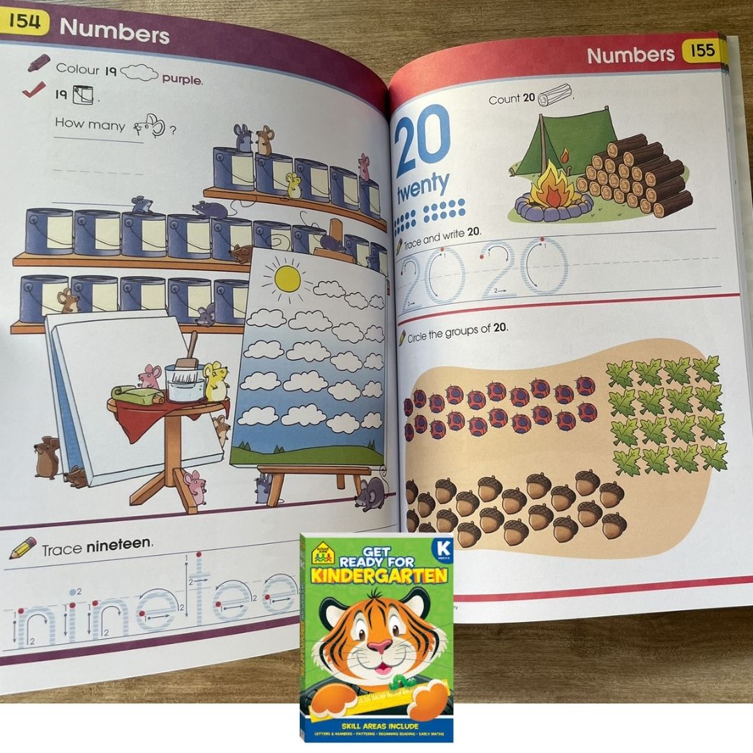 School Zone GET READY for Preschool / Kindergarten / First Grade Workbook (SINGLES) brand new softcover
