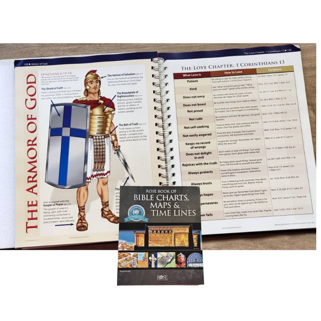 Rose Book of Bible Charts, Maps, and Time Lines Spiral-bound – Special Edition (Old and New Testament) with dents/tears on book cover, brand new hardcover