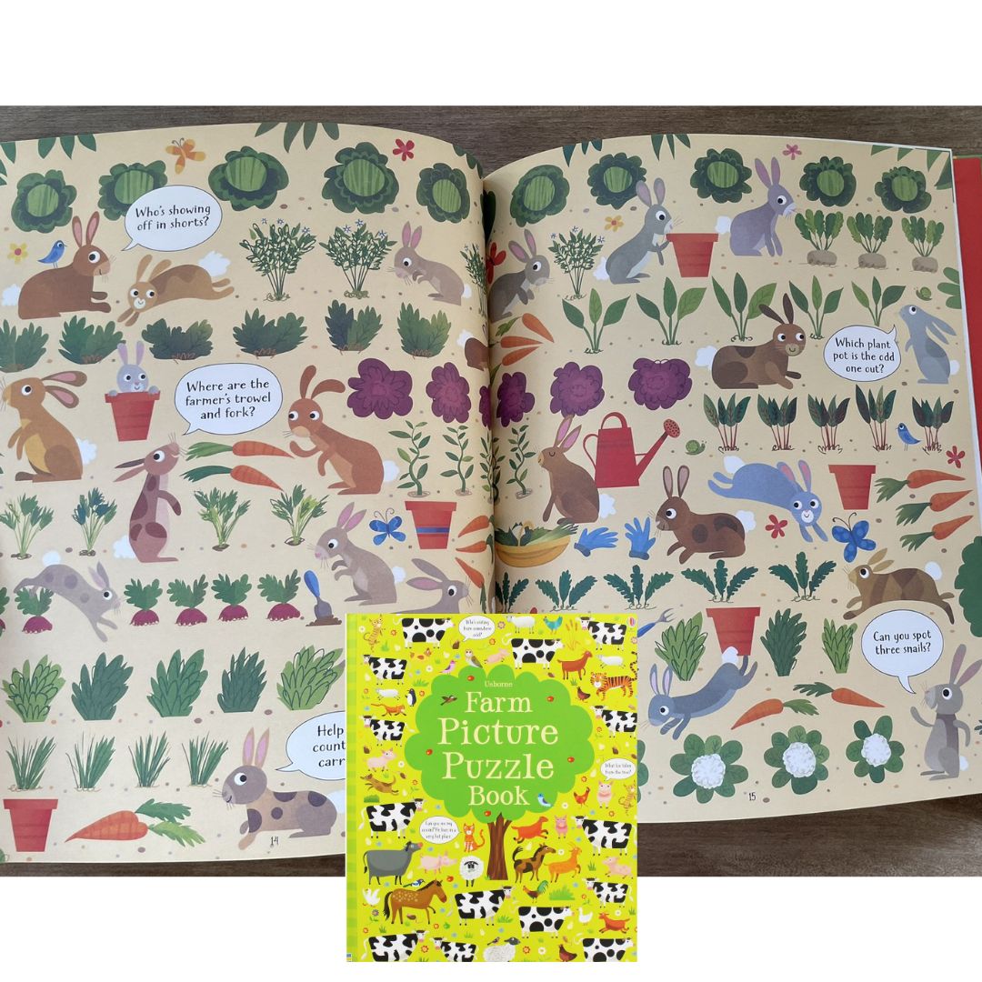 Usborne Picture Puzzle Book (SINGLES, brand new Hardcover) Animals / Farm / Under the Sea - with SLIGHT DENTS on book cover