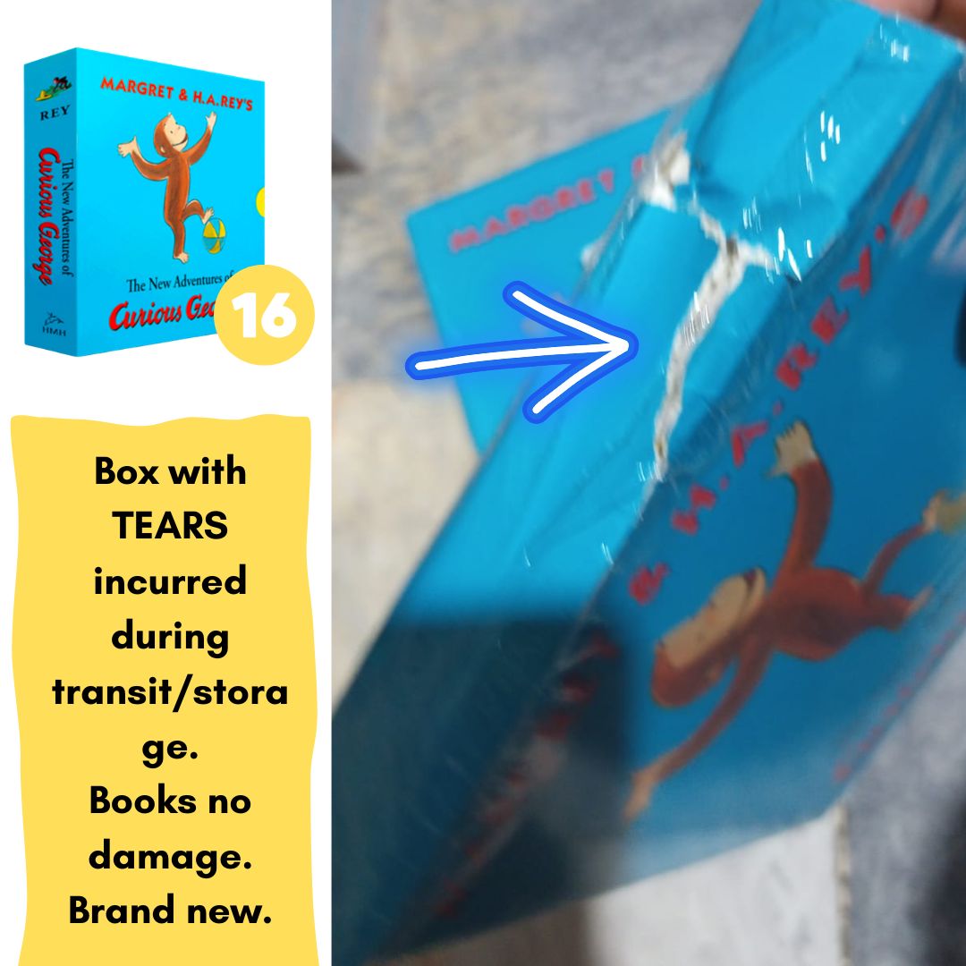 The New Adventures of Curious George (16 books) brand new - BOX with TEARS & DENTS, Books NO damage