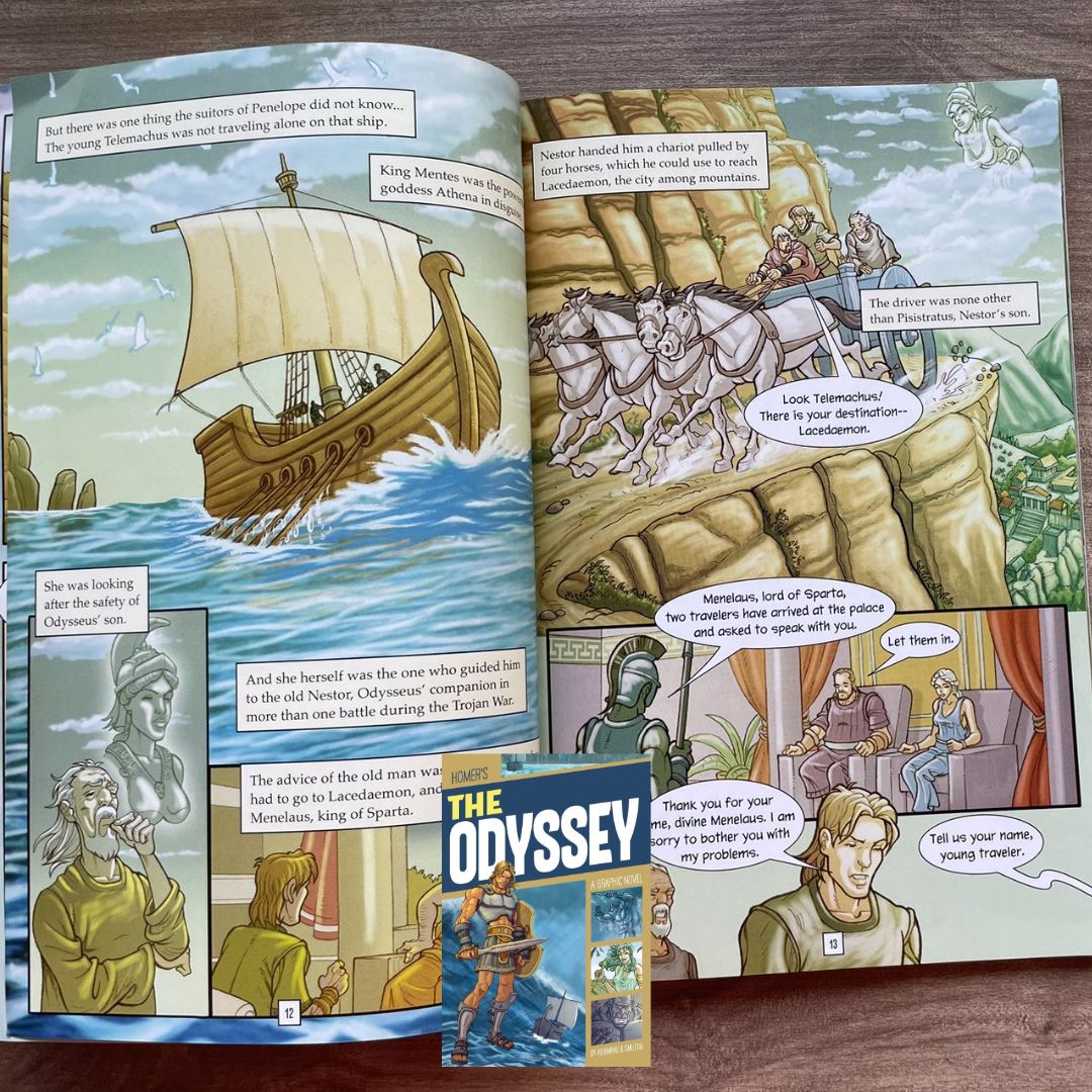 The Iliad / The Odyssey (A Graphic Novel) (SINGLES, brand new Softcover, with SLIGHT FOLDS on book cover)