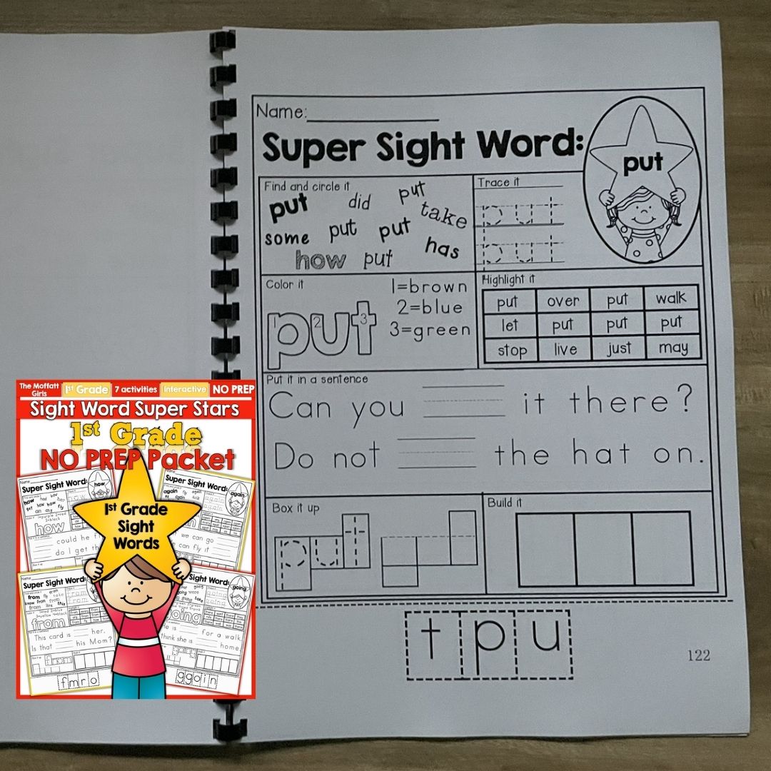 Sight Word Super Stars Reading Fluency Worksheet for Kids Pre-Primer to 3rd Grade (SINGLES)