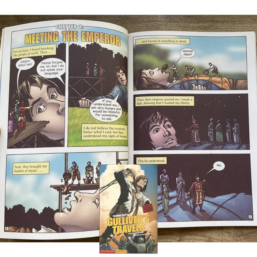 Classic Fiction Graphic Novel (SINGLES) (Alice in Wonderland / Gulliver's Travels / The Hunchback of Notre Dame / The Wizard of Oz) brand new softcover, with SLIGHT TEARS/DENTS/FOLDS on book cover