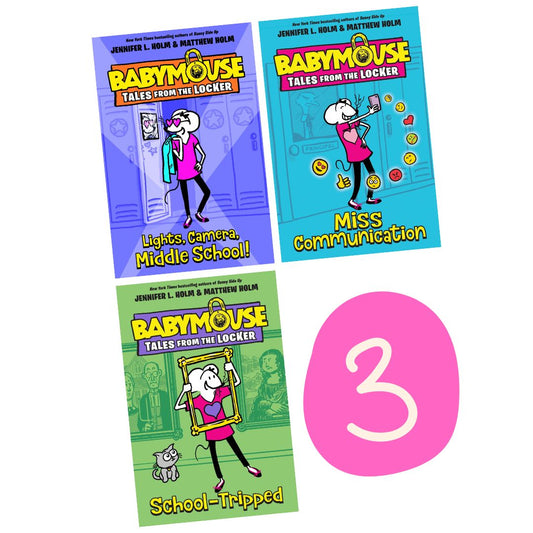Babymouse Tales from the Locker (3 book series) - brand new softcover chapter books, NO box, with slight dents on the book cover