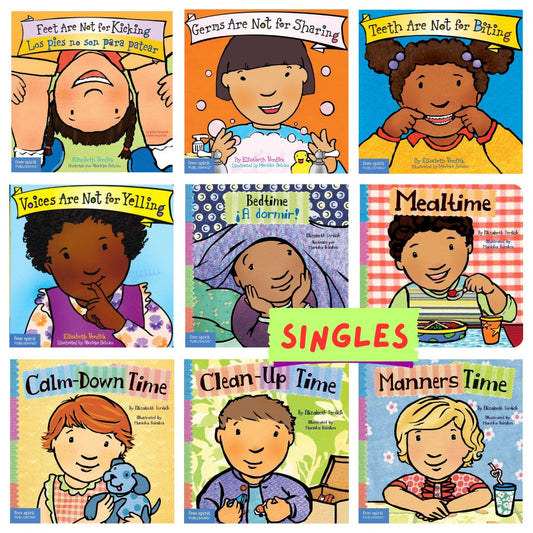 Best Behavior / Toddler Tools Manners BOARD BOOK (SINGLES) (brand new, with SLIGHT DENTS on book cover) Feet are not for kicking / Teeth are not for biting / Voices are not for yelling / Bedtime / Manners Time / Mealtime
