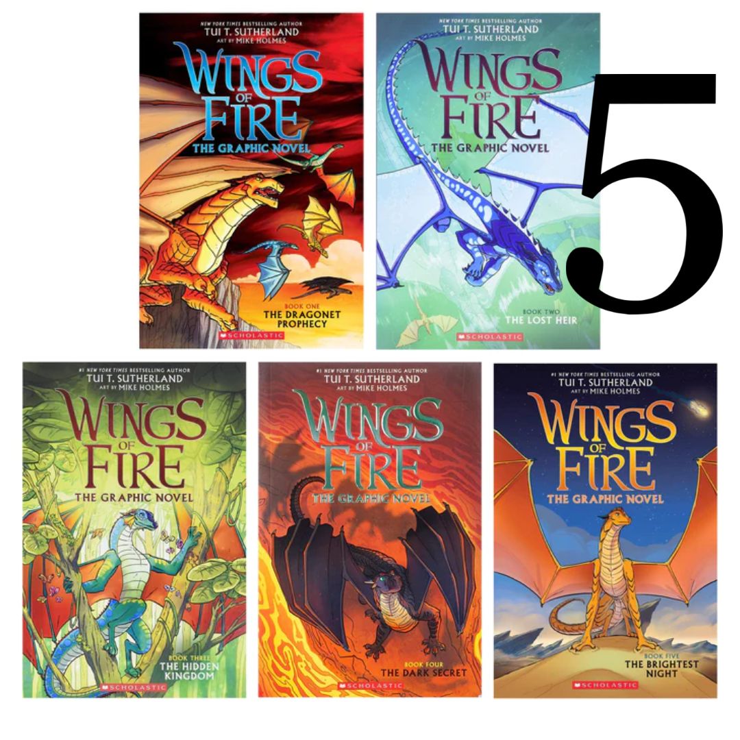 Wings of Fire Graphic Novels (5 books) (Book #1 - #5) brand new softcover, no box, with SLIGHT FOLDS on book cover