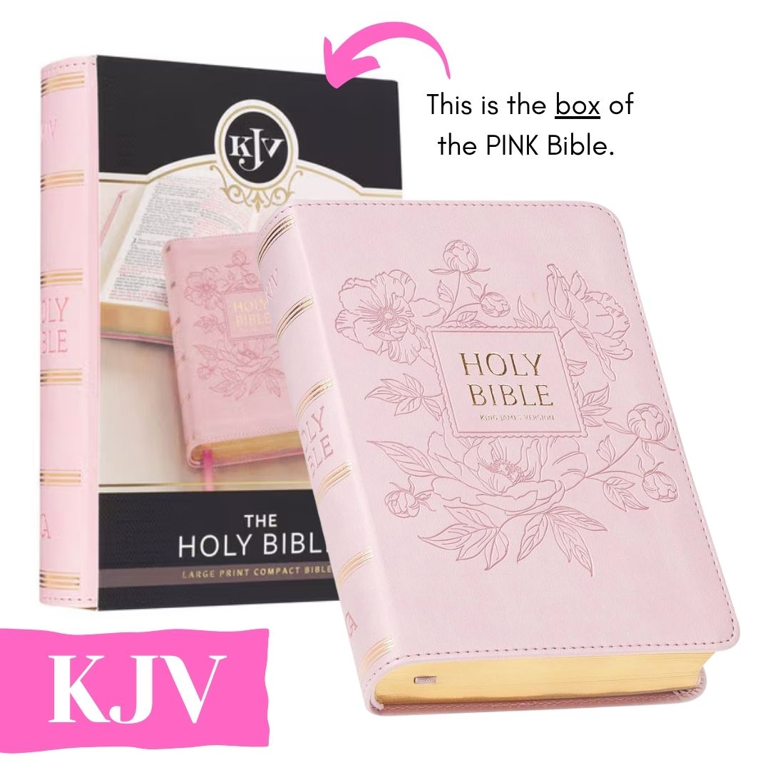 King James Version KJV Holy Bible, Compact Large Print (BALLET PINK Faux Leather, Red Letter, Old and New Testament) SLIPCASE w/ SLIGHT FOLDS