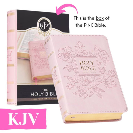King James Version KJV Holy Bible, Compact Large Print (BALLET PINK Faux Leather, Red Letter, Old and New Testament) SLIPCASE w/ SLIGHT FOLDS