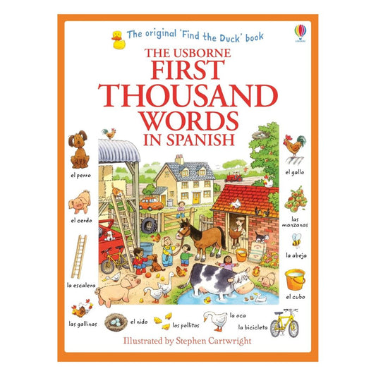 The Usborne First Thousand Words in SPANISH (brand new softcover, with SLIGHT DENTS on book cover)