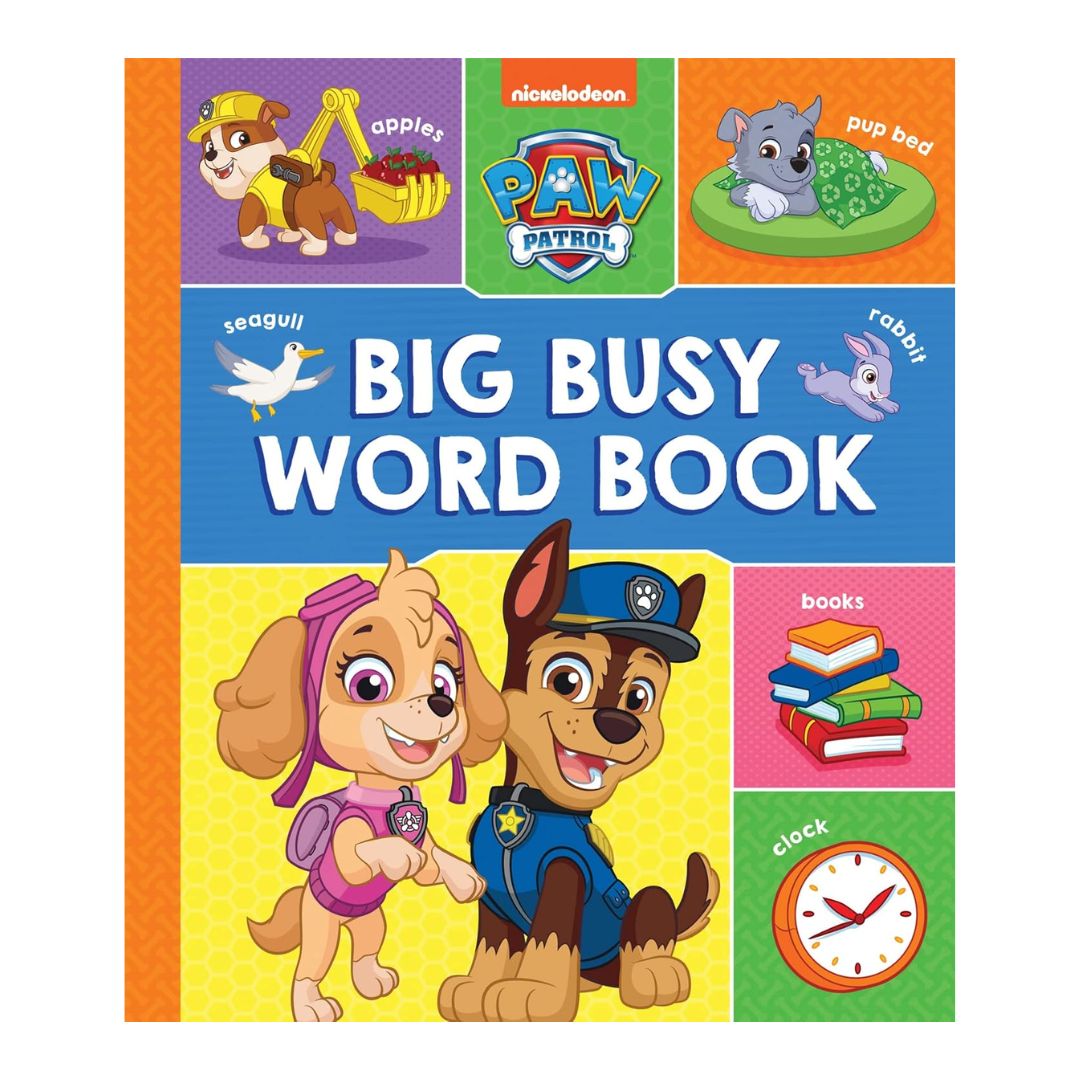 Paw Patrol Big Busy Word Book (brand new Hardcover) - with SLIGHT DENTS on book cover
