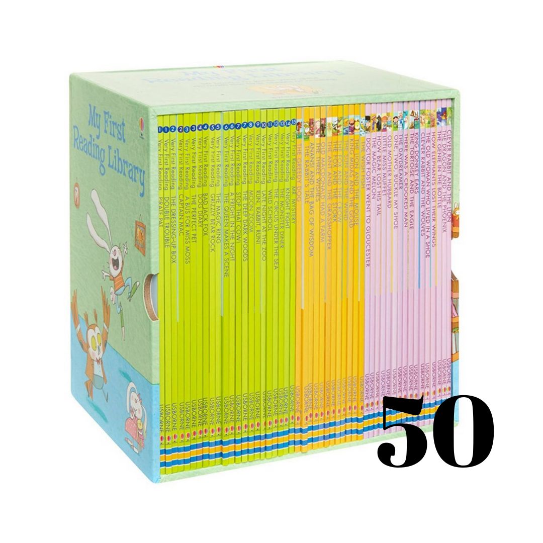 Usborne My First Reading Library 50 books Level 1 (green box) BOX with TEAR and DENTS, books no damage
