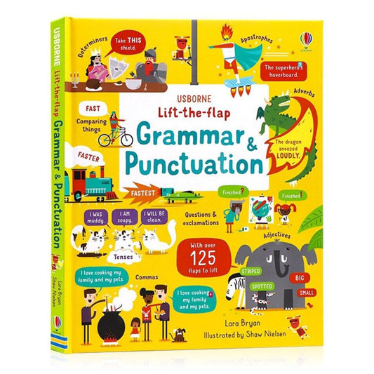 Usborne Lift-the-flap GRAMMAR AND PUNCTUATION (Lift-the-flap board book, brand new, with DENTS on book cover and pages)