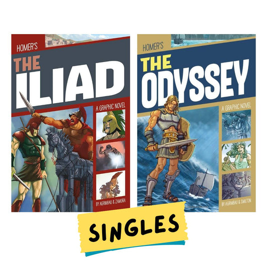 The Iliad / The Odyssey (A Graphic Novel) (SINGLES, brand new Softcover, with SLIGHT FOLDS on book cover)