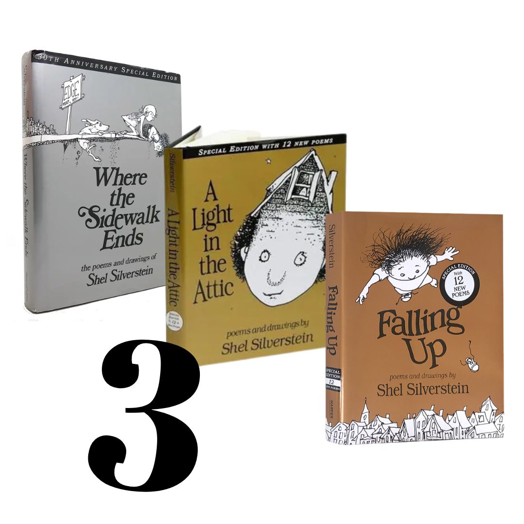 Shel Silverstein (3 books) FALLING UP // A LIGHT IN THE ATTIC // WHERE THE SIDEWALK ENDS (hardcover)