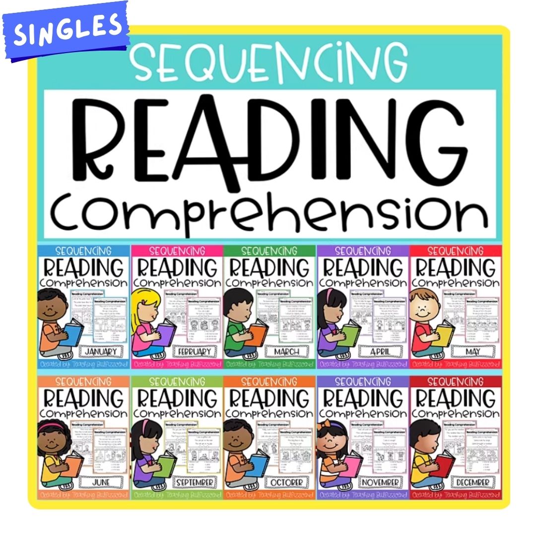 Sequencing Reading Comprehension Workbook | Phonics Reading Practice | Spiral Bound | Primary Students (SINGLES)
