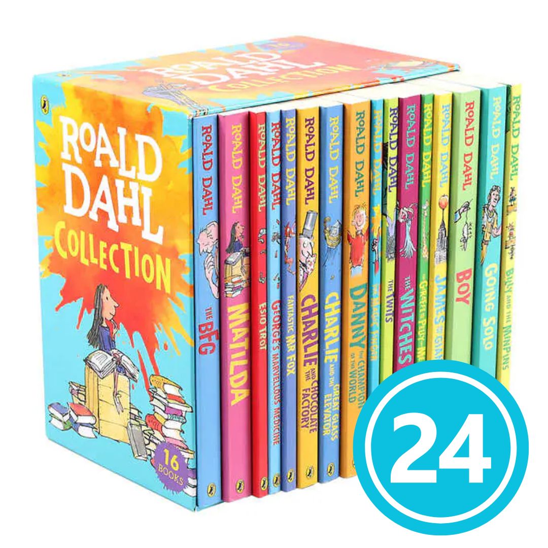Roald Dahl (24 pcs brand new softcover books boxed set) BOX with DENTS, books no damage