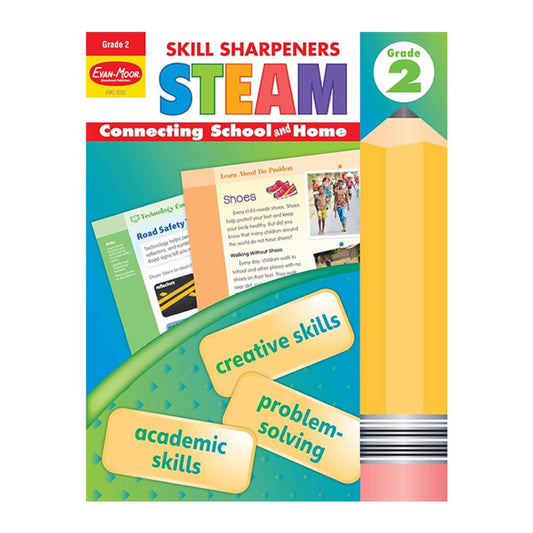 Evan Moor Skill Sharpener Workbook: STEAM ( GRADE 2 ) brand new softcover, with SLIGHT FOLDS
