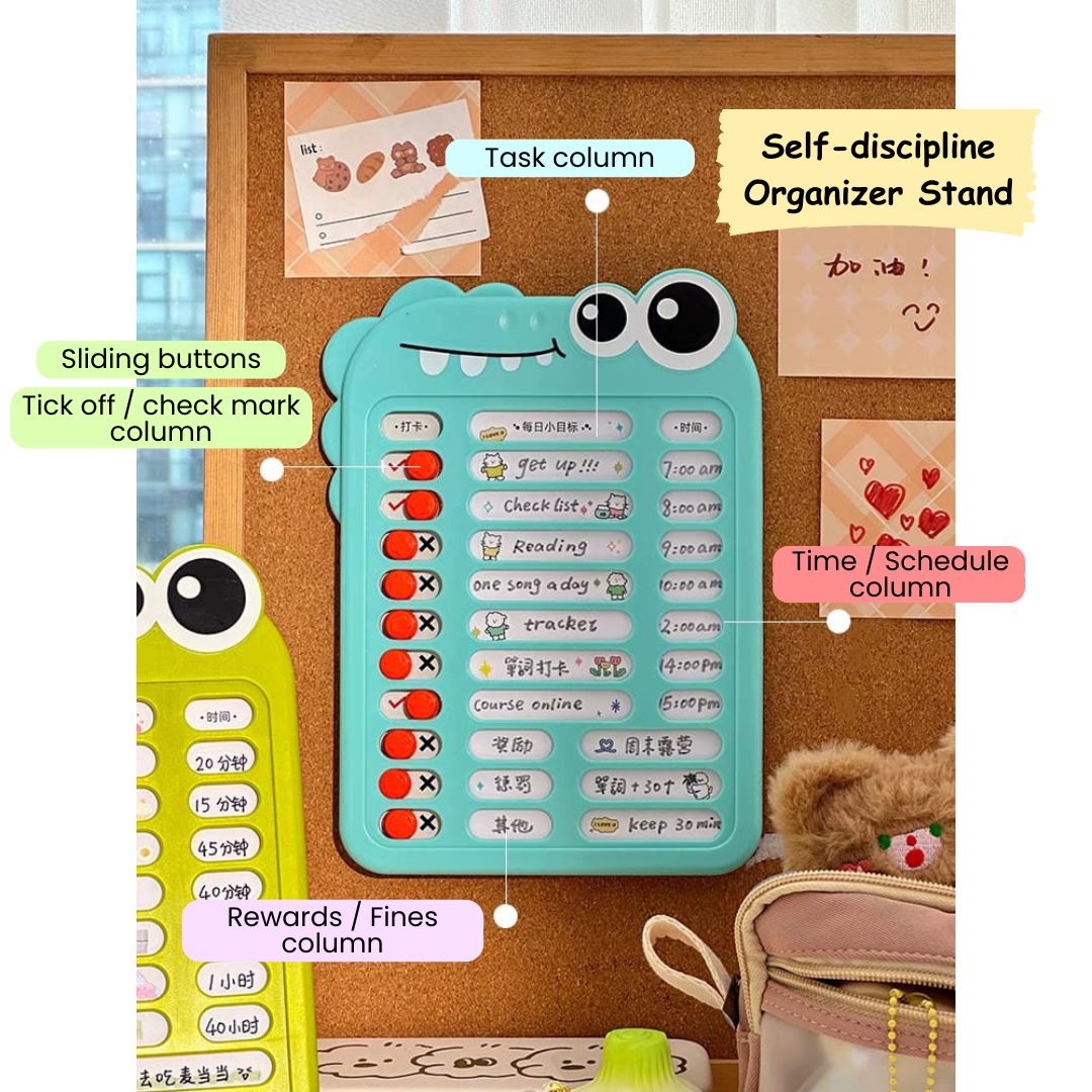 Daily Schedule Self-discipline Plan Organizer Stand for Kids (daily routine or chores to develop good habit) (box with slight tear and dents)