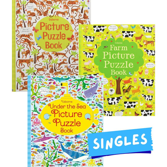 Usborne Picture Puzzle Book (SINGLES, brand new Hardcover) Animals / Farm / Under the Sea - with SLIGHT DENTS on book cover