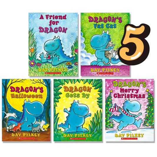 Scholastic Dragon By Dav Pilkey English Picture Reading Story Book Set Comic Books (5 books) brand new softcover, no box