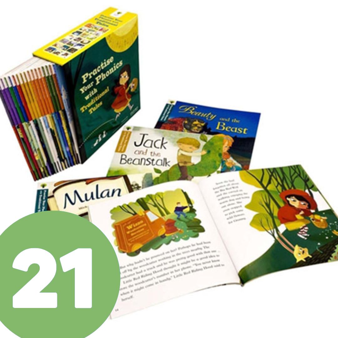 Oxford Practice Your Phonics (21 books) brand new softcover, fairy tales, boxed set, box with slight tears and dents