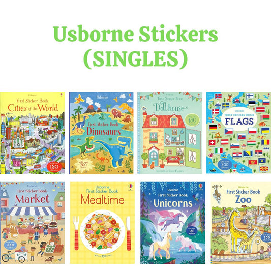 Usborne Sticker Books (SINGLES, brand new softcover, assorted stickers titles, please choose) - with SLIGHT FOLDS on some book covers