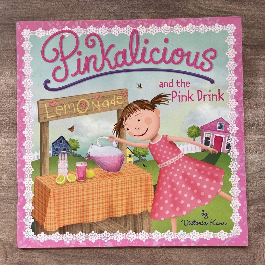 Pinkalicious 4-Book English Story Set (Crazy Hair Day / Tickled Pink / New Teacher / Pink Drink) brand new softcover, no box, with SLIGHT FOLDS