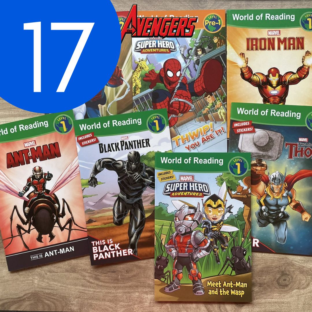 [With damage on some book pages, pls. see photos] World of Reading AVENGERS (17 books) (brand new softcover, no box) - Thor Iron Man Spiderman Hulk Captain America etc